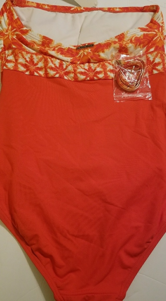 Michael Kors Orange Tile one Piece Bathing Suit 8 - Picture 6 of 7